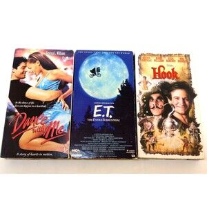 (3) Vintage Adventure Movie Lot VHS E.T.  Dance with Me  Hook